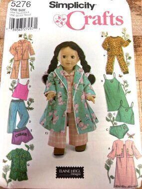 Simplicity 5276 Doll Clothes Sewing Pattern For 18" Dolls 42 Pieces